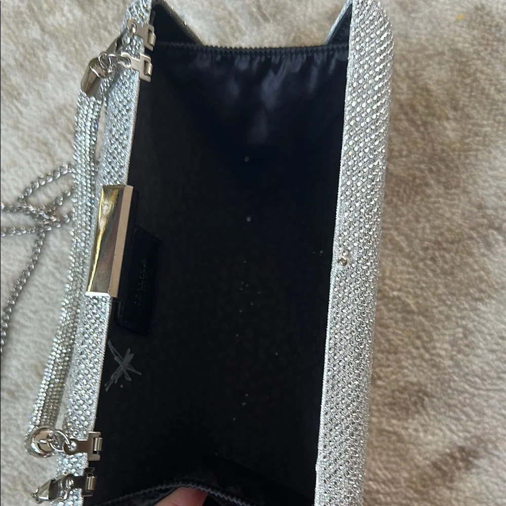Silver Evening Clutch Bag with Chain Strap